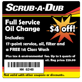 Coupons Car Wash Deals Oil Change Coupons Scrub A Dub